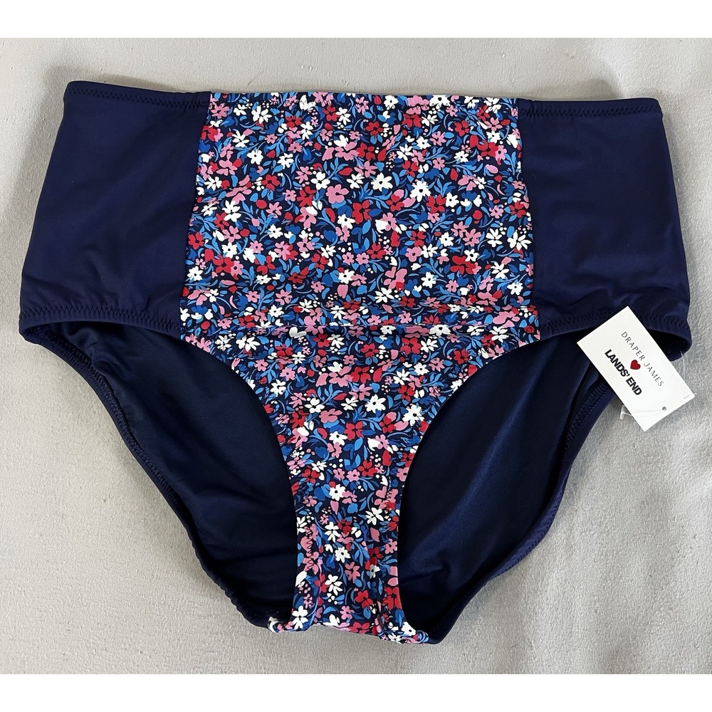 Lands End High Waisted Bikini Swim Bottoms Size 12 Chlorine Resistant New